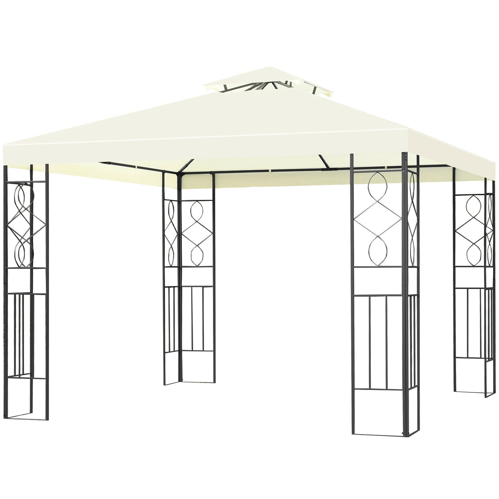 2 Tiers 10 x 10 Feet Patio Gazebo Canopy Tent with sturdy steel footings and elegant design for outdoor gatherings.