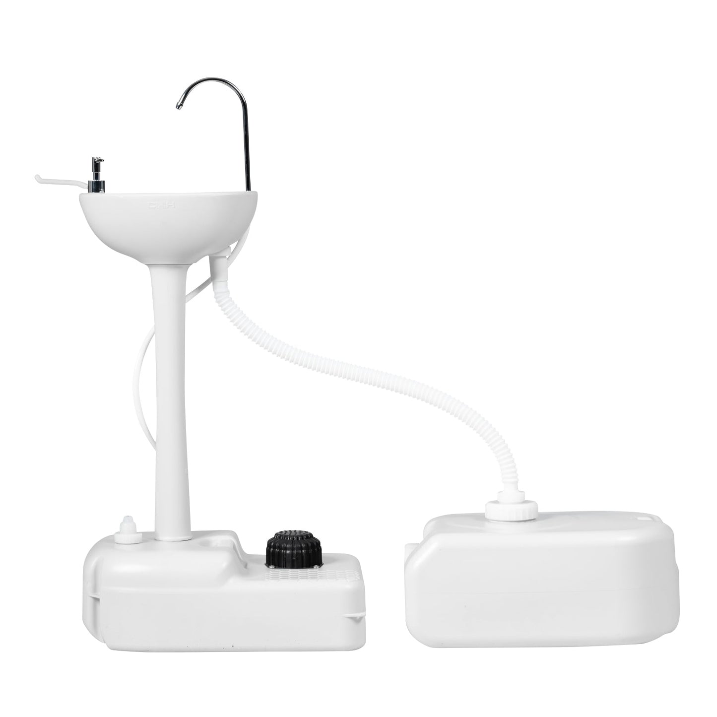 Camping Hand Wash Station Basin Stand with 4.5 Gallon Tank, self-contained with soap dispenser, ideal for personal hygiene outdoors.