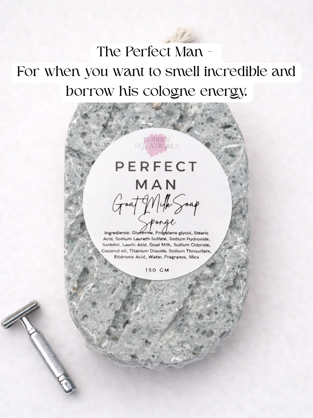 Goat Milk Soap Infused Sponge - The Perfect Man Scented | Lasts up to 6 weeks