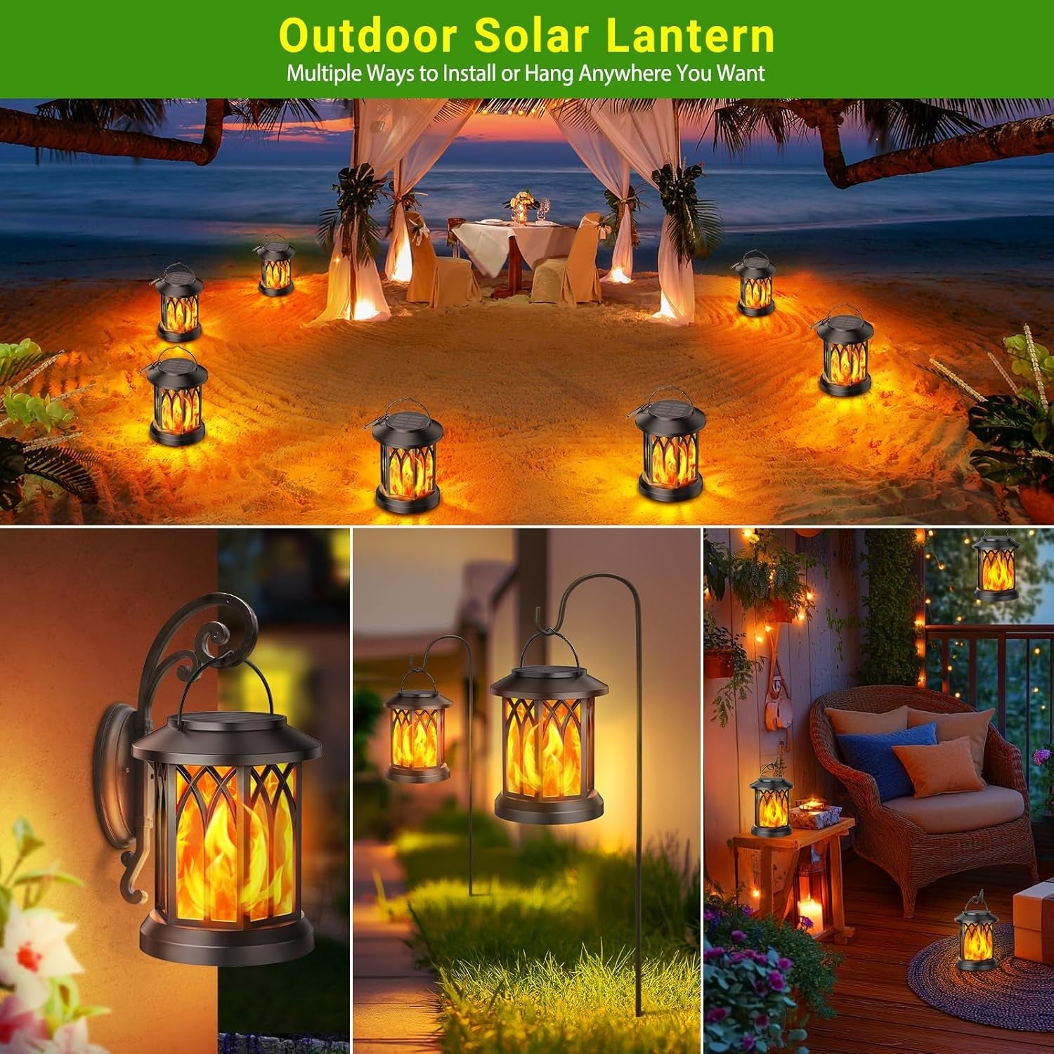 KOOPER Solar Lanterns – Vivid Dancing Flame Outdoor Lights for Garden & Patio adding magical glow to outdoor settings