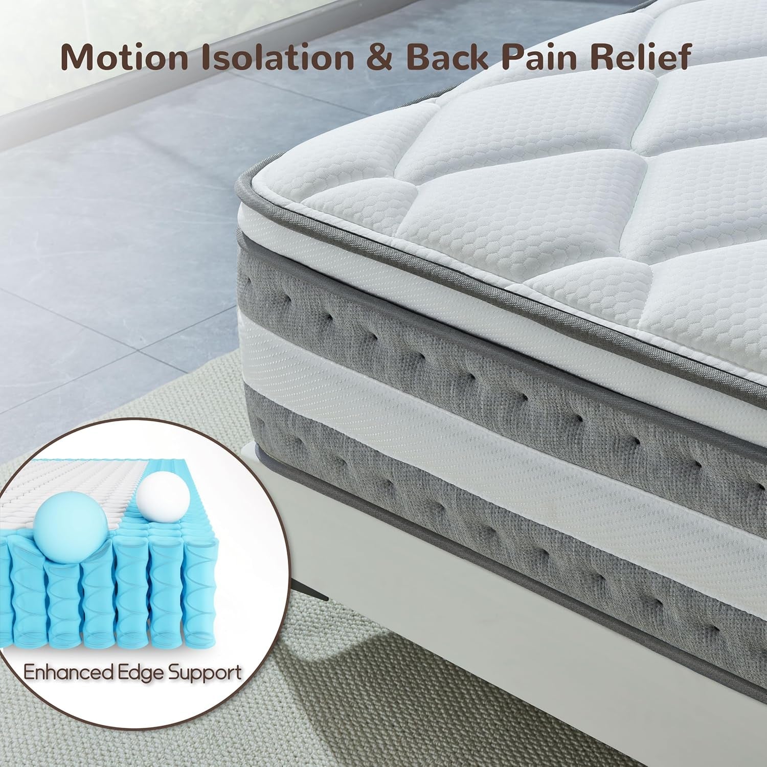 King Size Orthopaedics Hybrid Memory Foam Mattress with motion isolation and back pain relief featuring enhanced edge support.