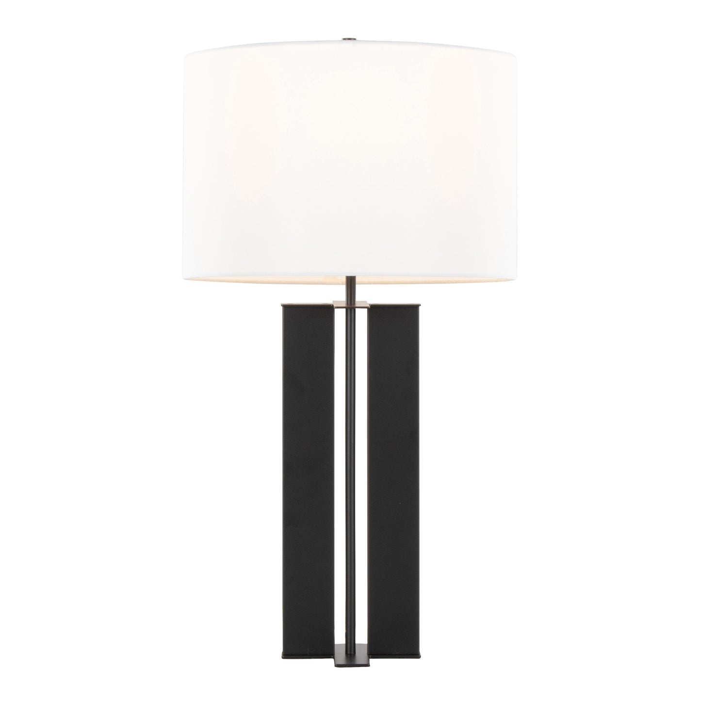 Cosmo 28' Contemporary Metal Table Lamp in Black Metal and White Linen by LumiSource