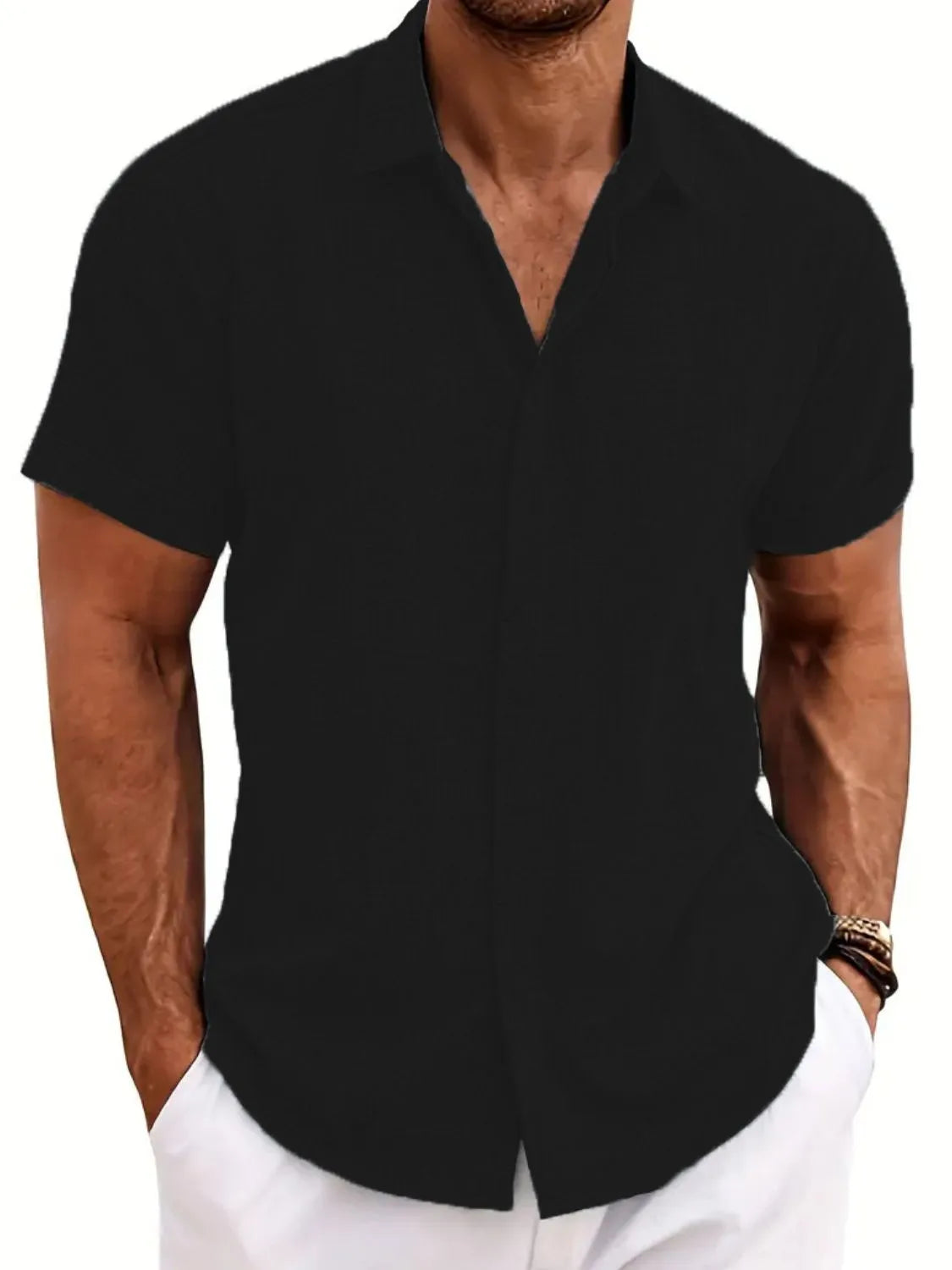 Collared Neck Short Sleeve Shirt Plus Size