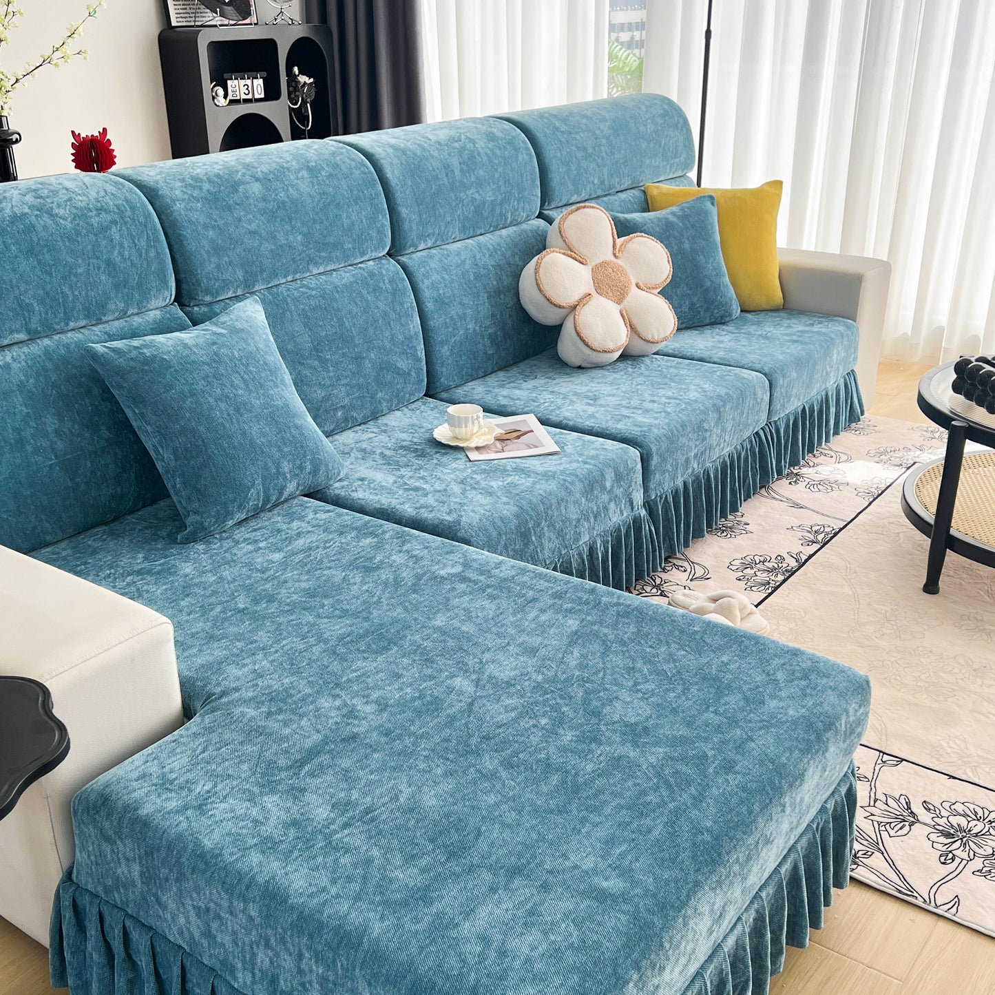 Universal Elastic Skirt Sofa Slipcover, Stretch Sofa Cushion Cover For Bedroom Office Living Room showcasing elegant design.