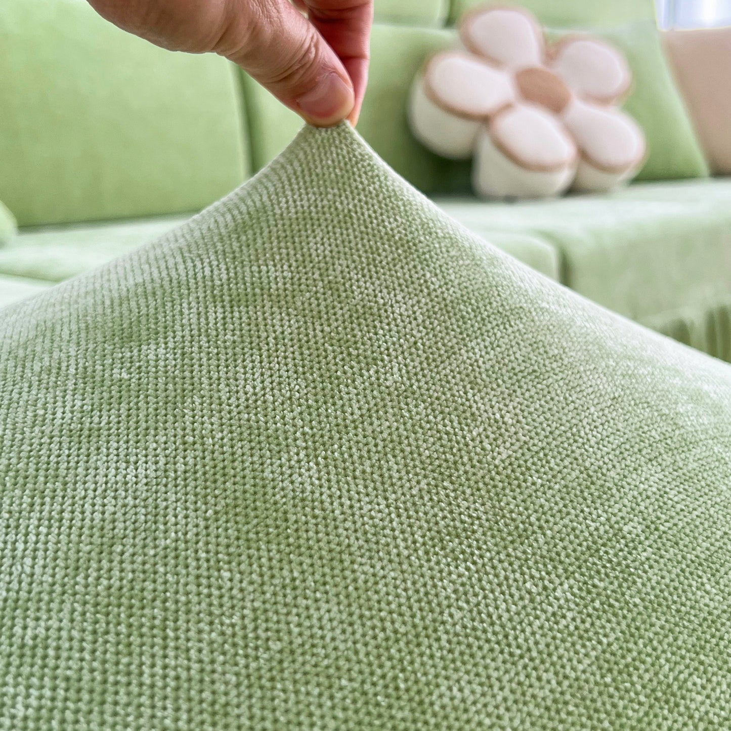 Close-up of fabric texture for Universal Elastic Skirt Sofa Slipcover, Stretch Sofa Cushion Cover For Bedroom Office Living Room.