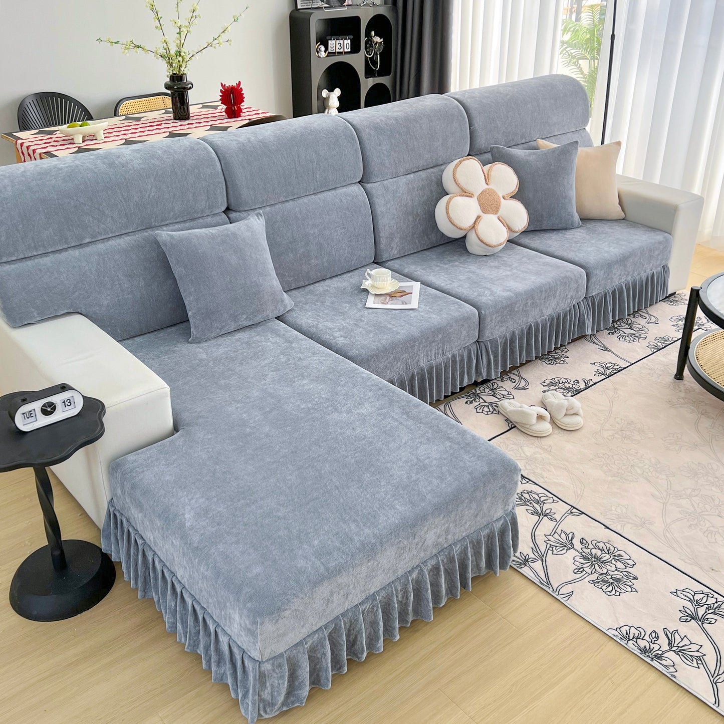 Universal Elastic Skirt Sofa Slipcover, Stretch Sofa Cushion Cover For Bedroom Office Living Room in modern living space