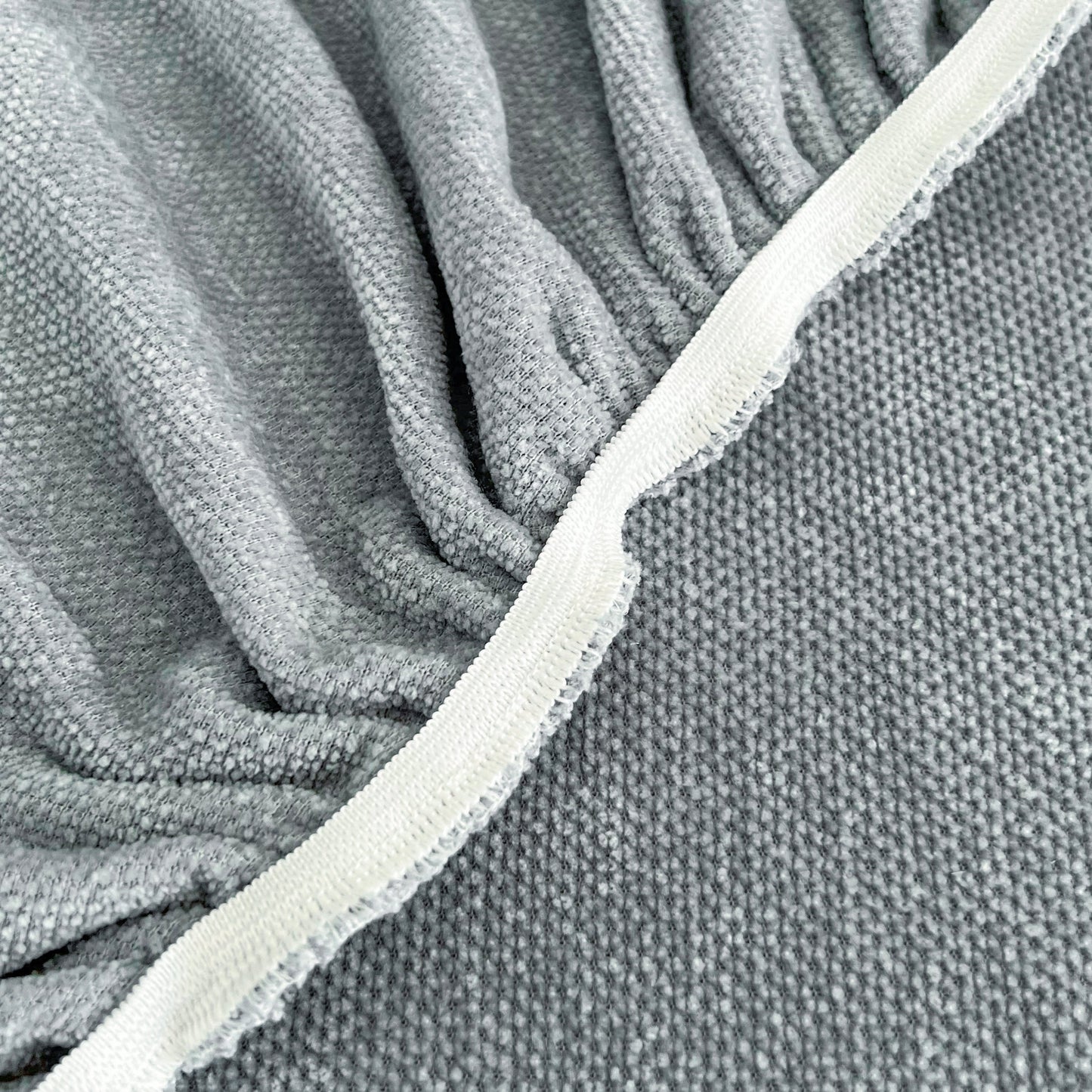 Universal Elastic Skirt Sofa Slipcover, Stretch Sofa Cushion Cover For Bedroom Office Living Room in soft grey Chenille fabric