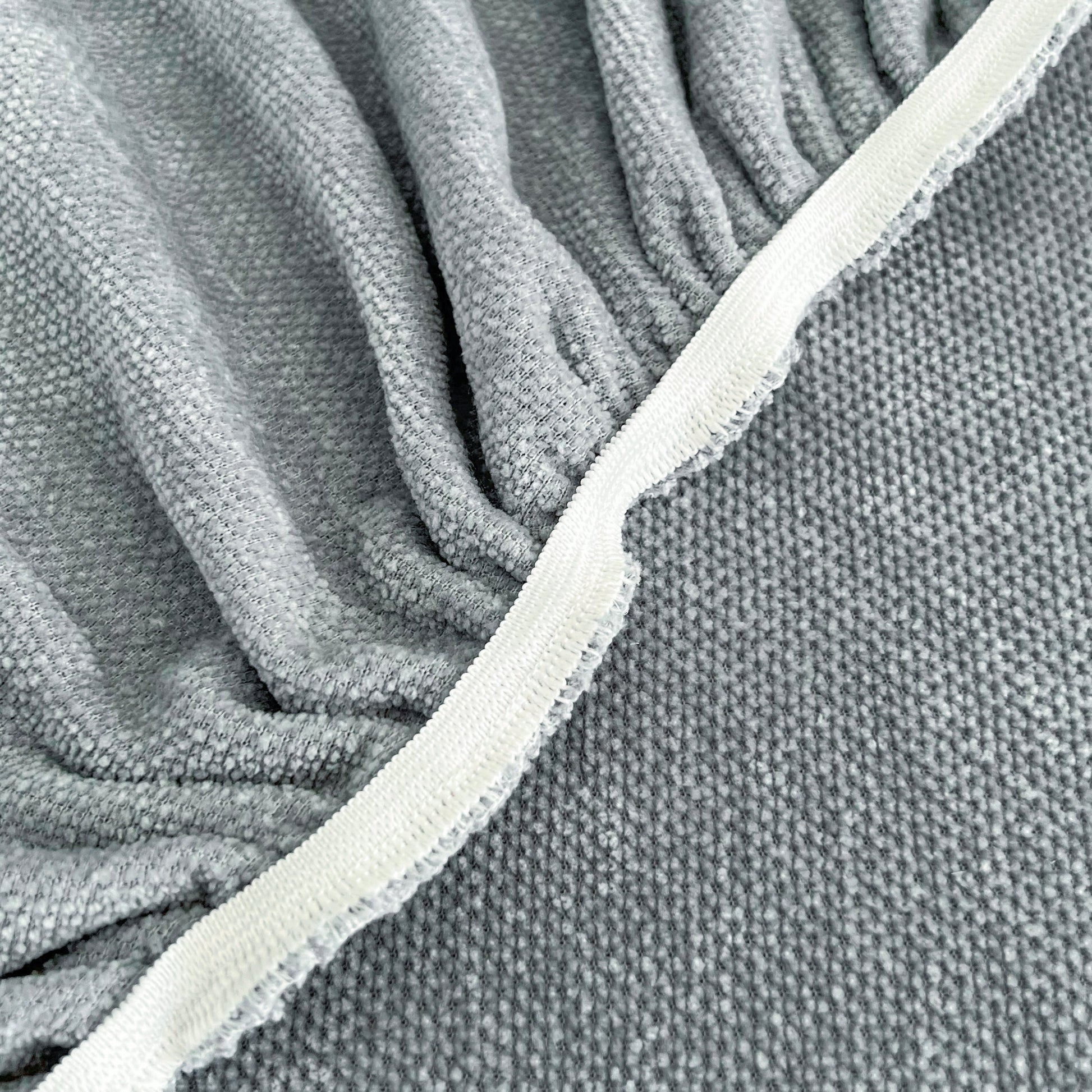 Universal Elastic Skirt Sofa Slipcover, Stretch Sofa Cushion Cover For Bedroom Office Living Room in soft grey Chenille fabric