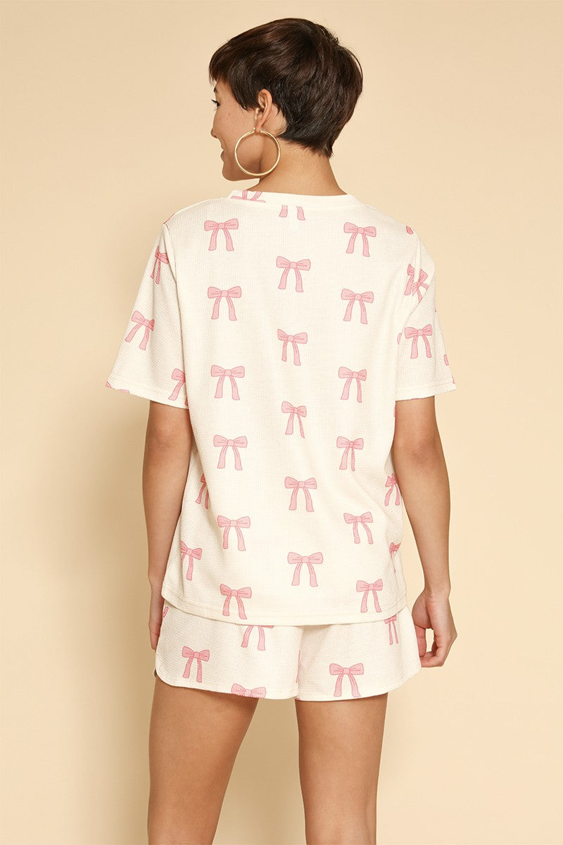 Novelty printed waffle shorts set