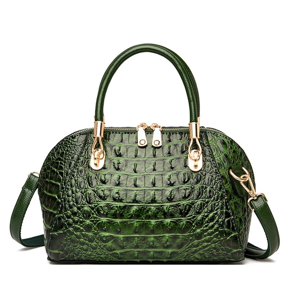 Green Crocodile Pattern Messenger Shoulder Bag – Stylish Cowgirl Bag for Any Occasion with adjustable strap.