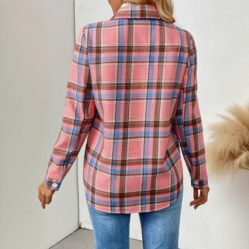Checkered Fleece-Lined Shacket with Chest Pockets