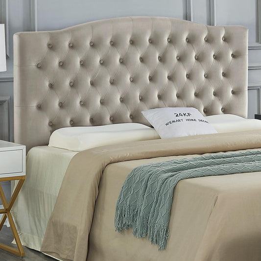 Elegant Velvet Tufted Queen Headboard for Ultimate Comfort in a stylish bedroom setting.