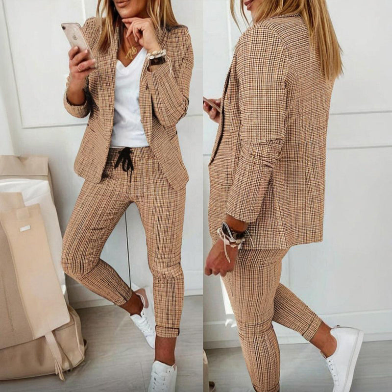 Women’s Plaid Two‑Piece Suit Set