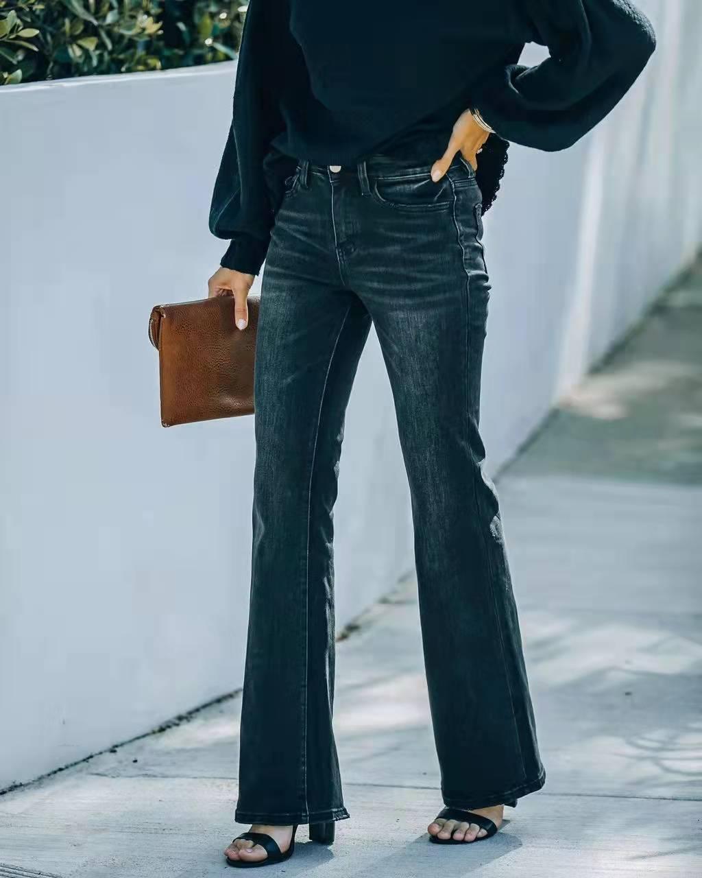 High Waist Black Pencil Jeans – Perfect Fit for Cowgirls, sleek style with high-quality denim, flattering silhouette, pencil-leg design.