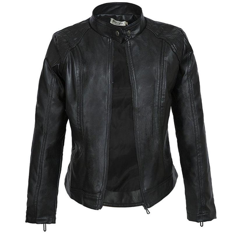 Black Leather Motorcycle Jacket | Stylish and Warm for Bikers & Nightlife, sleek design with zipper closure on a mannequin
