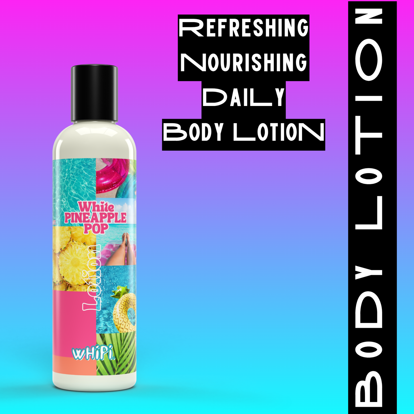 Body Lotion- White Pineapple Pop Body Lotion with vibrant packaging, featuring refreshing daily care benefits.