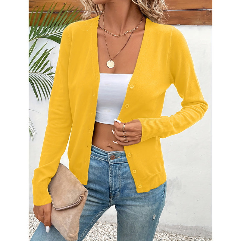 Women’s V‑Neck Button‑Down Cardigan Knit Sweater