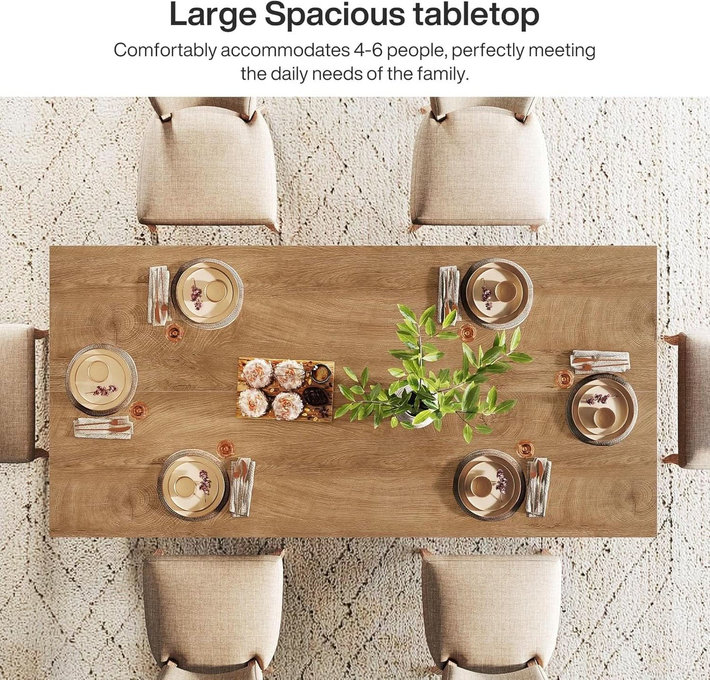 63 Inch Brown Farmhouse Dining Table Seats Four To Six