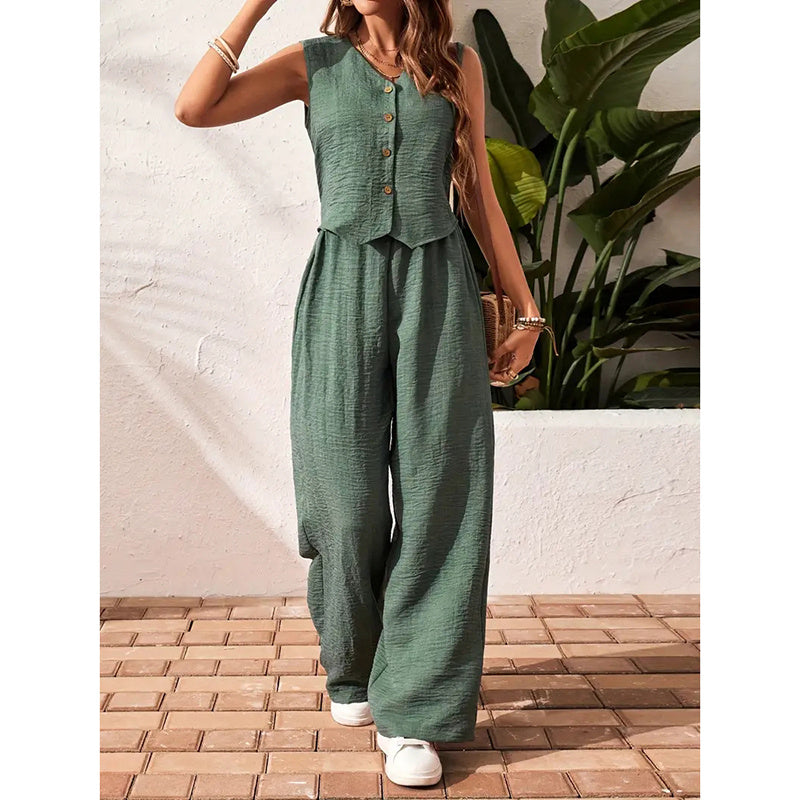Women’s crop vest blazer wide leg pants set