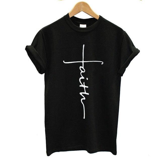 The Cross T-Shirt | Country Girl Faith Shirt for Spring & Summer in black with cross and 'Jesus' design.