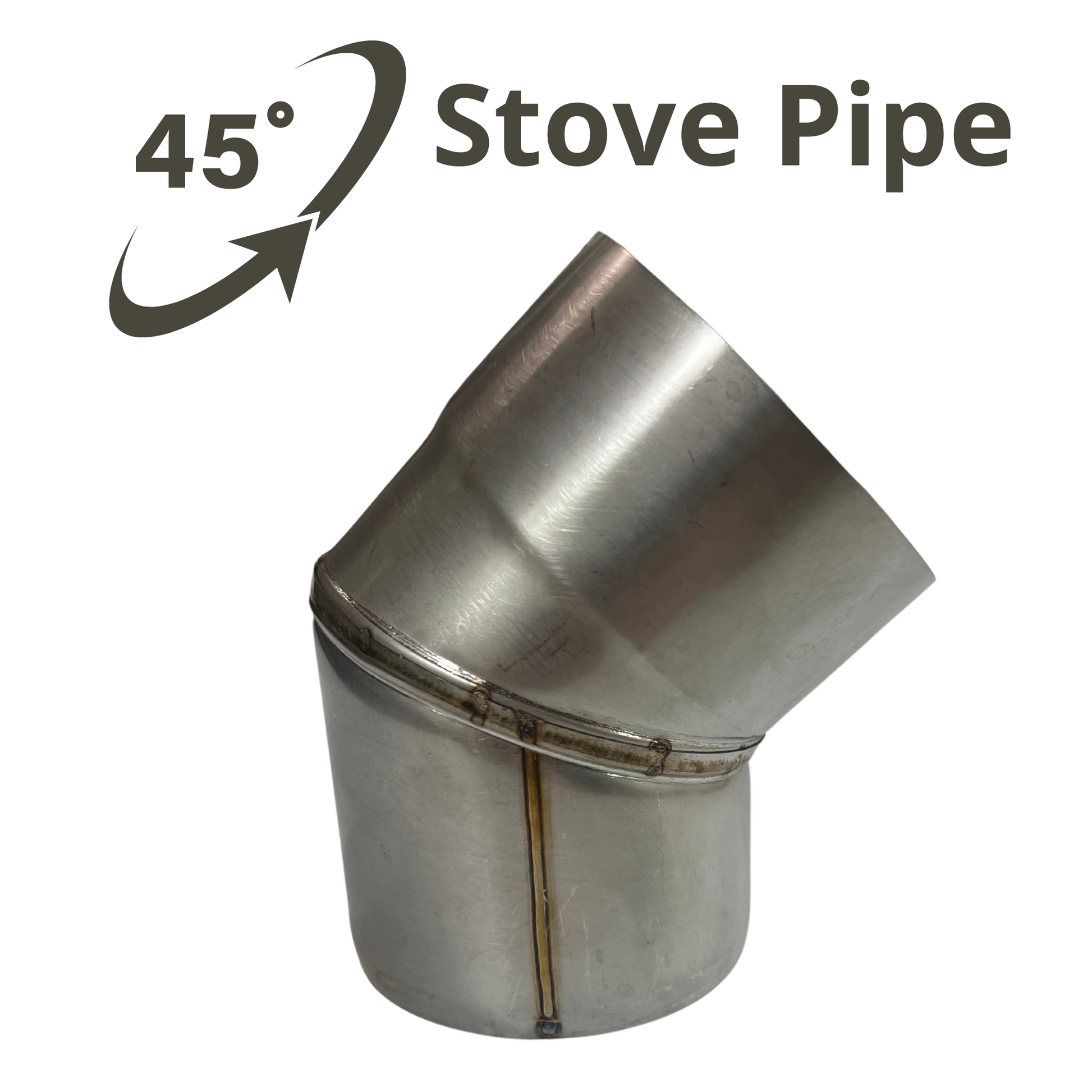Angled Stove Chimney Pipe - 45 Degree Angle - 3.5” stainless steel for sauna stoves