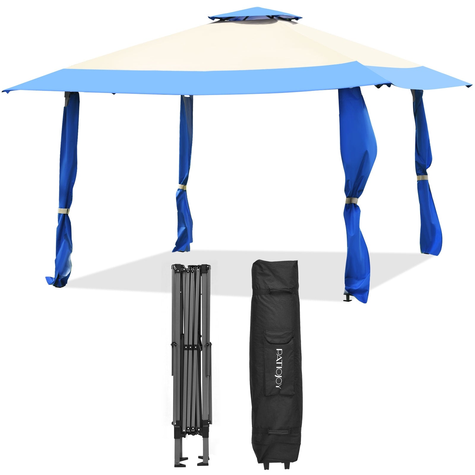 13 Feet x 13 Feet Pop Up Canopy Tent Instant Outdoor Folding Canopy Shelter-Blue with steel frame and carry bag