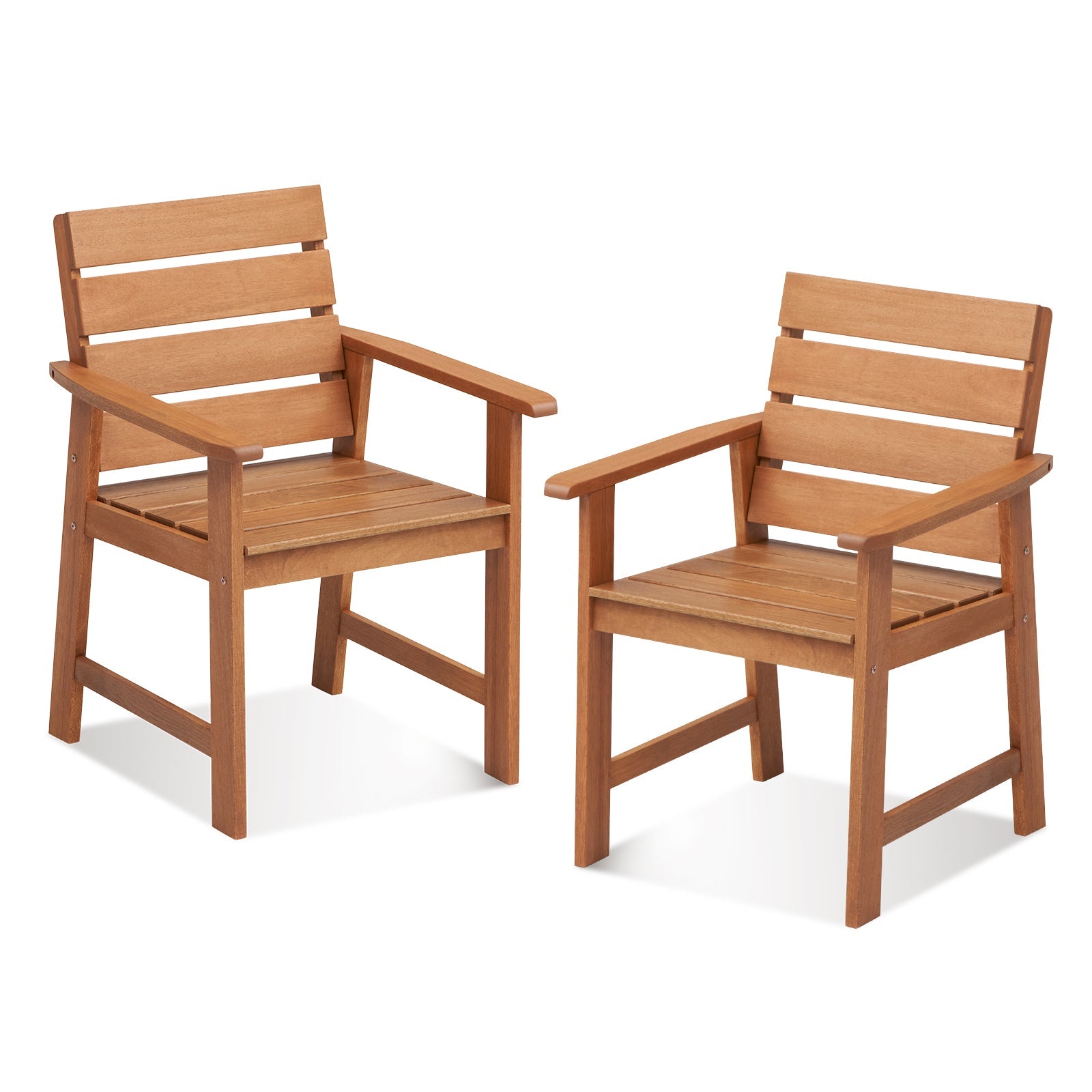 2 Piece Patio Hardwood Chair with Slatted Seat and Inclined Backrest, durable and stylish seating for outdoor relaxation.