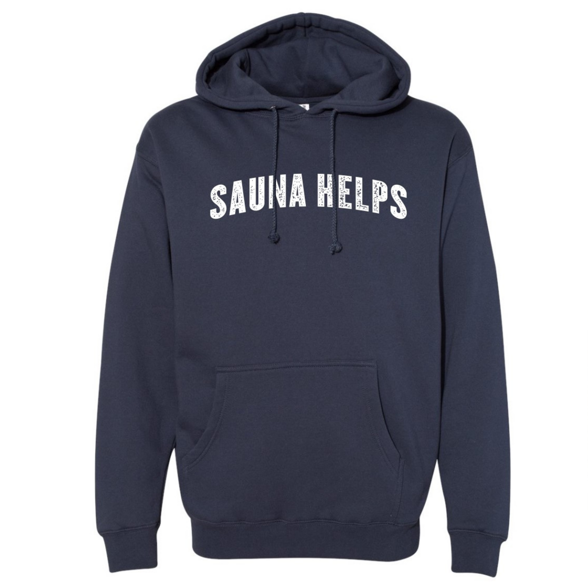 Slate Blue Sauna Helps Hoodie with cozy design for temperature regulation and relaxation during sauna sessions.