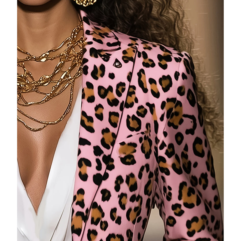 Women's Pink Leopard Blazer