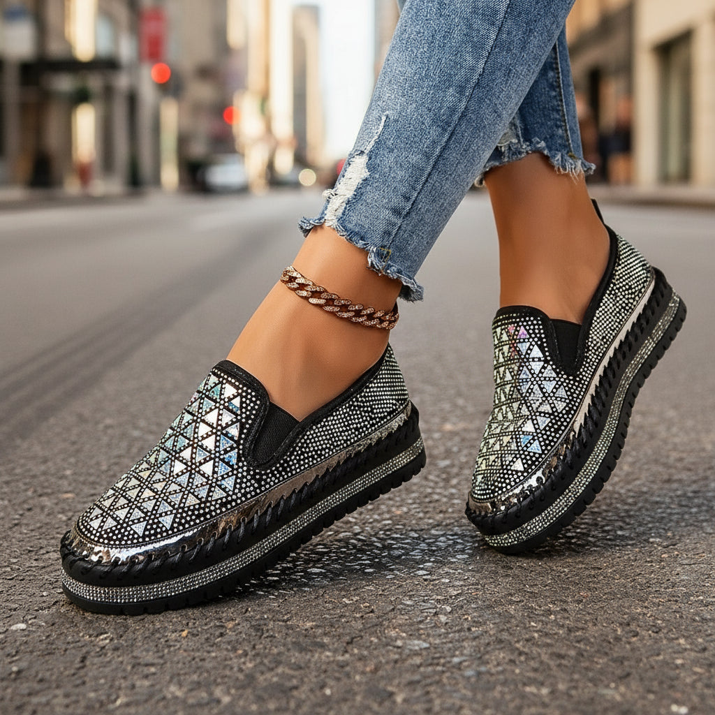 Casual Women’s Sneakers | Four-Seasons Thick-Sole Pedal Flat Shoes in urban setting