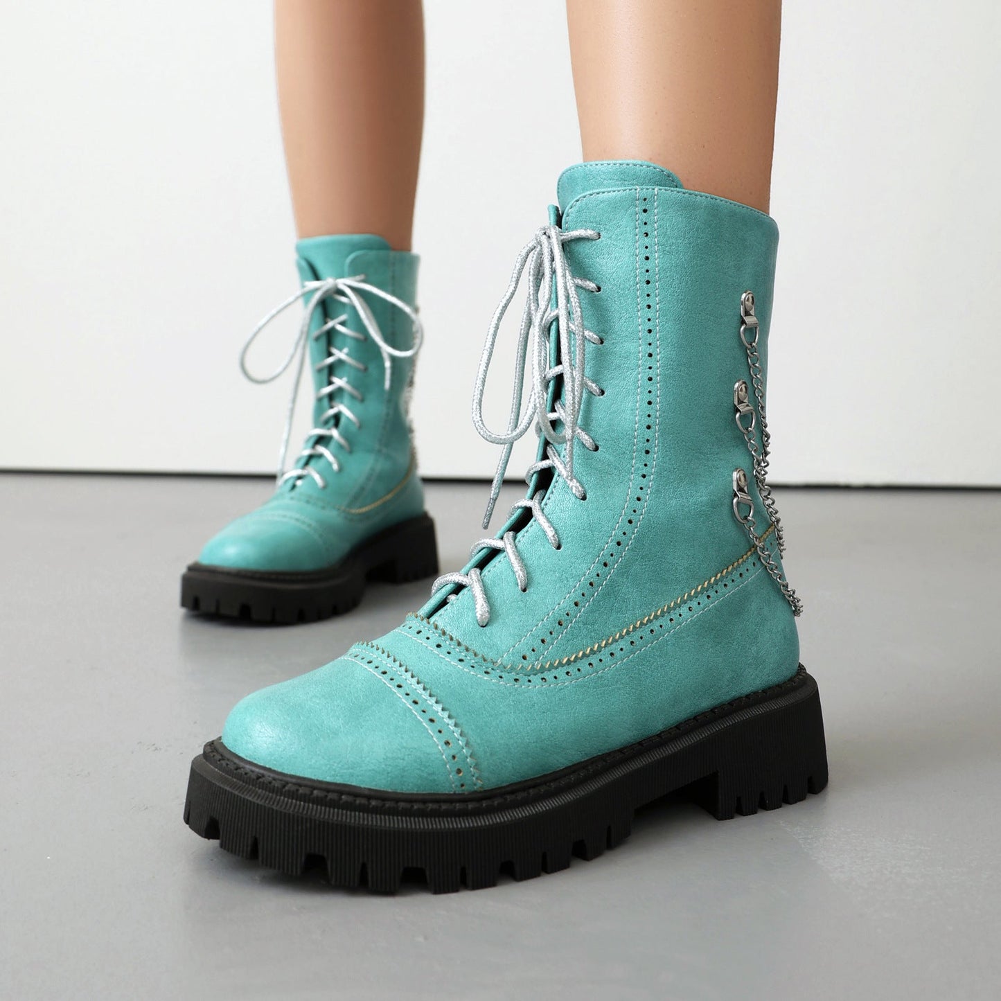 Women’s Chunky Heel Mid-Calf Dr. Style Boots – Large Size Fall & Winter Boot