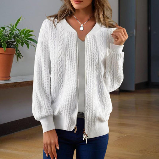 Women’s Jacquard Baseball-Collar Jacket