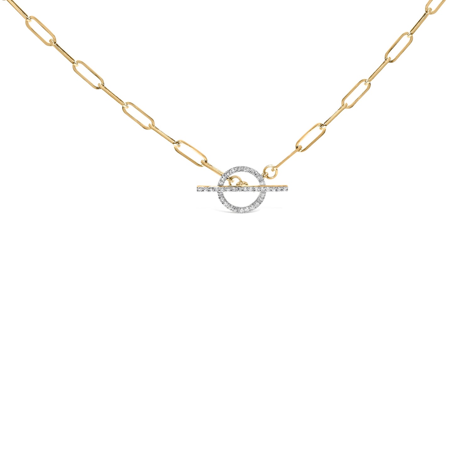 14K Gold Diamond Paperclip Link Necklace
