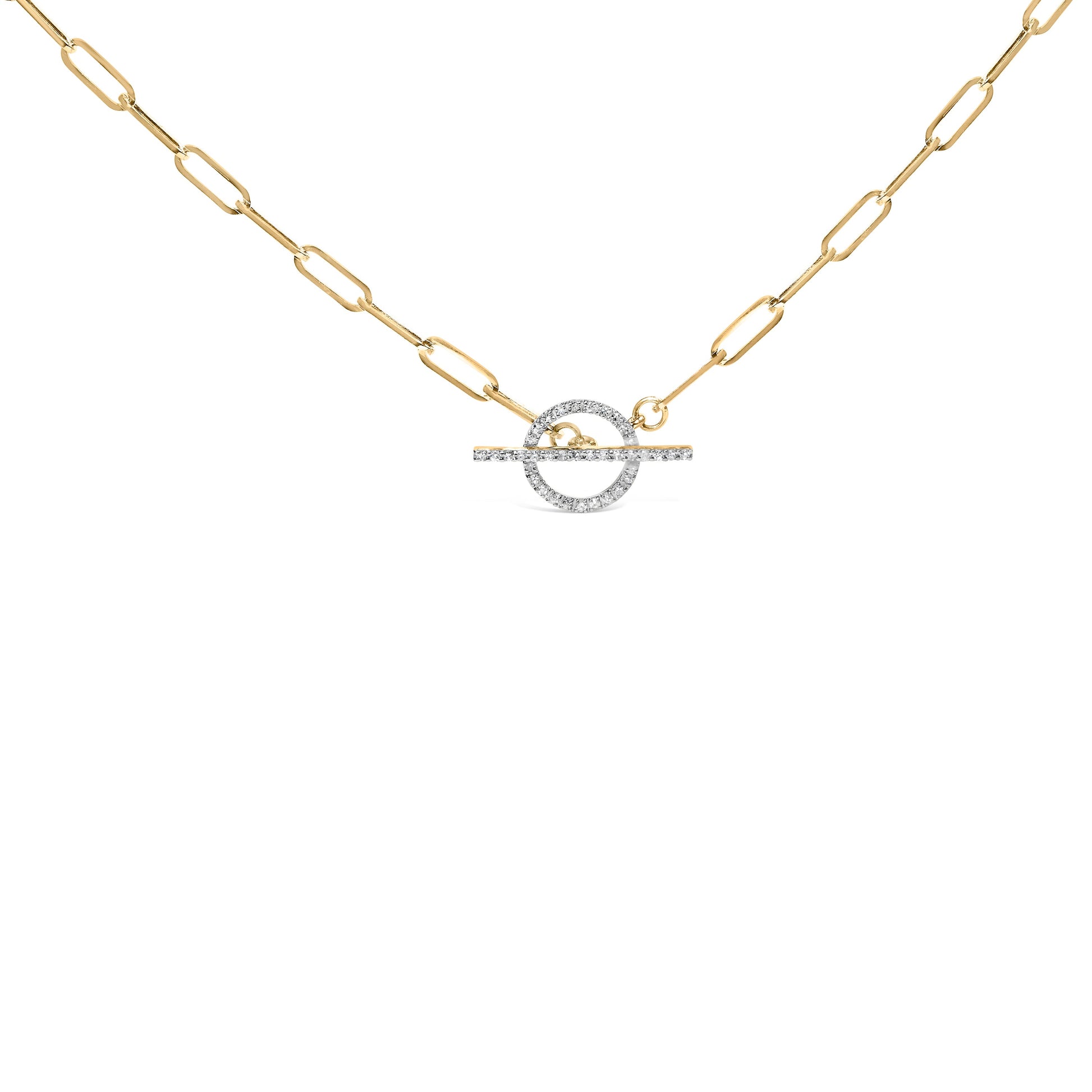 14K Gold Diamond Paperclip Link Necklace