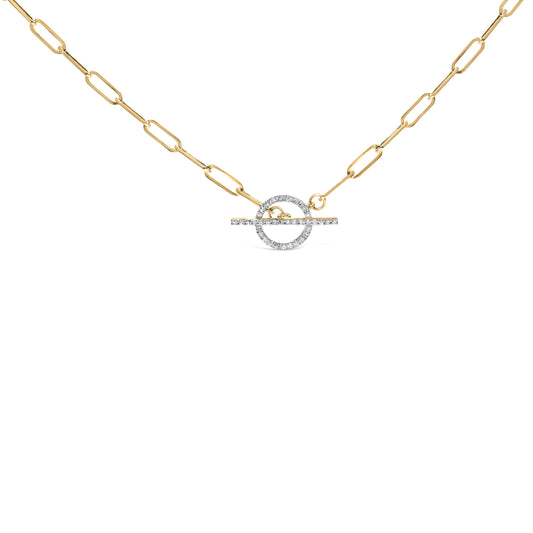 14K Gold Diamond Paperclip Link Necklace