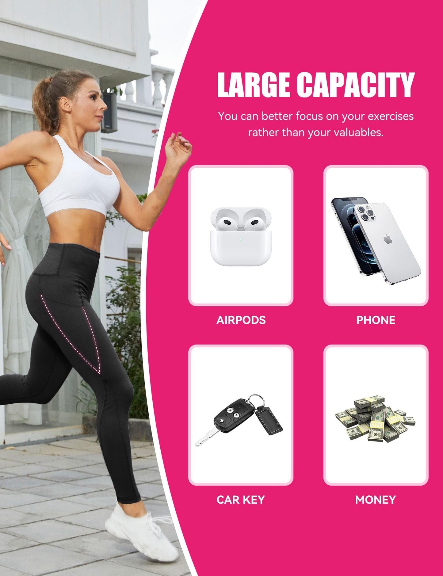 Cropped High-Rise Yoga Pants – Diagonal Pockets & Variegated Print