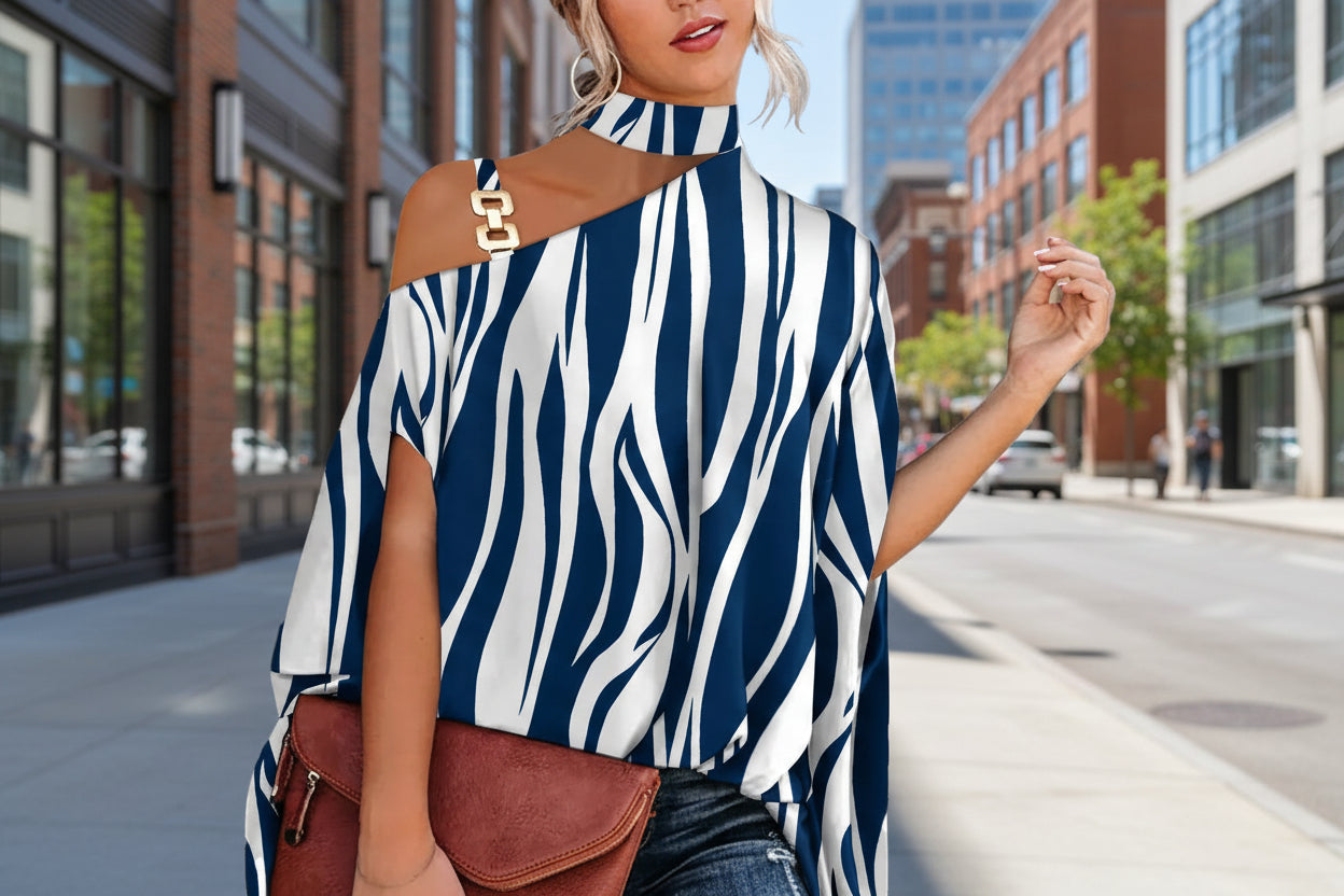 Women's V-Neck Printed Off-Shoulder Vest Top | 6 Prints S–XXL