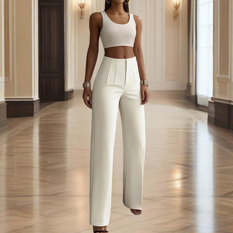Women's High-Waisted Straight Leg Pants