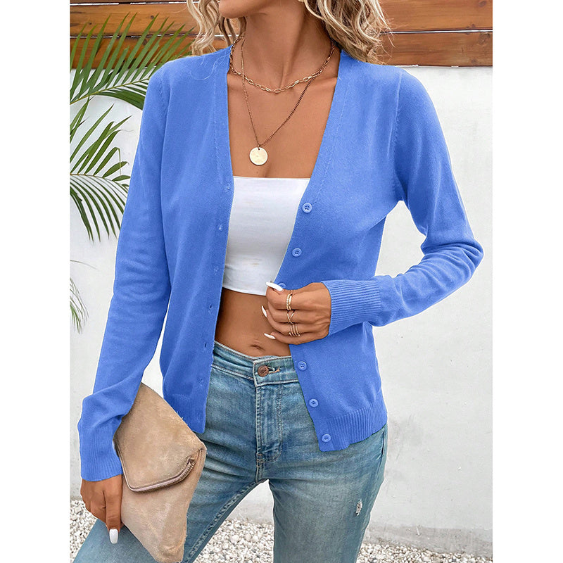 Women’s V‑Neck Button‑Down Cardigan Knit Sweater