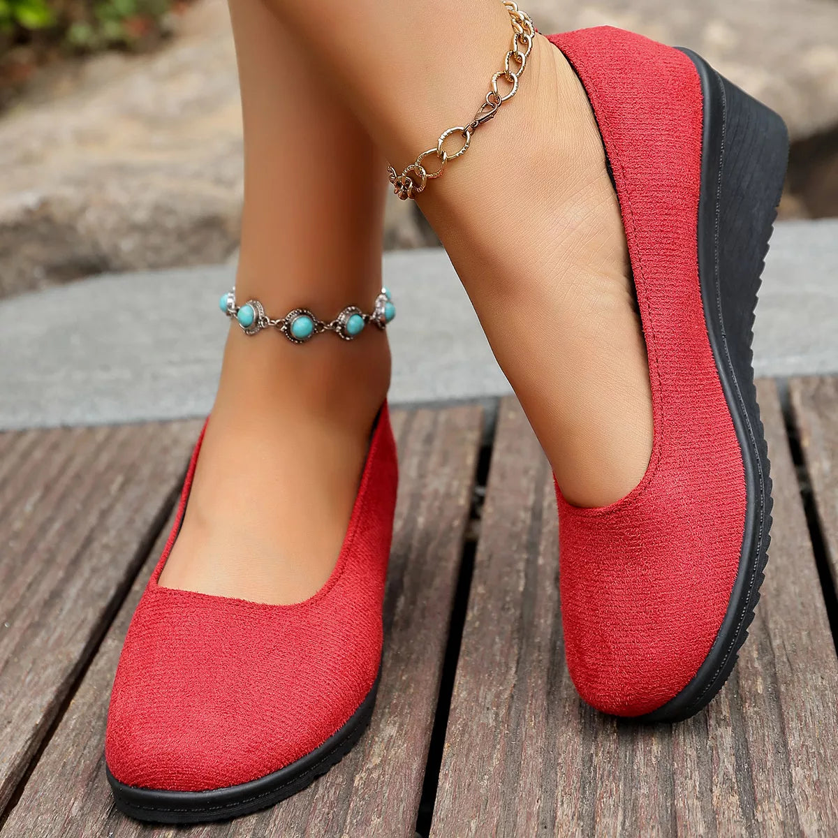 Wedge Heel Slip-On Loafers