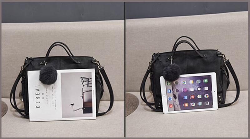 Rustic Charm Leather Shoulder Bag – Stylish Cowgirl Handbag shown with compartments featuring magazine and tablet display.