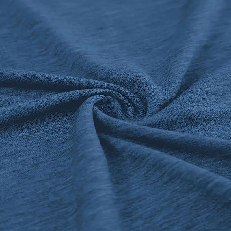 Women's V-Neck T-Shirt Geometric Cross Casual Summer Short Sleeve Top fabric detail in blue.
