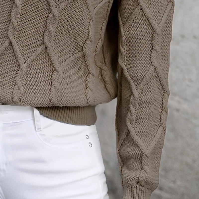 🧶 Women’s Lapel V-Neck Color-Block Long-Sleeve Pullover Sweater