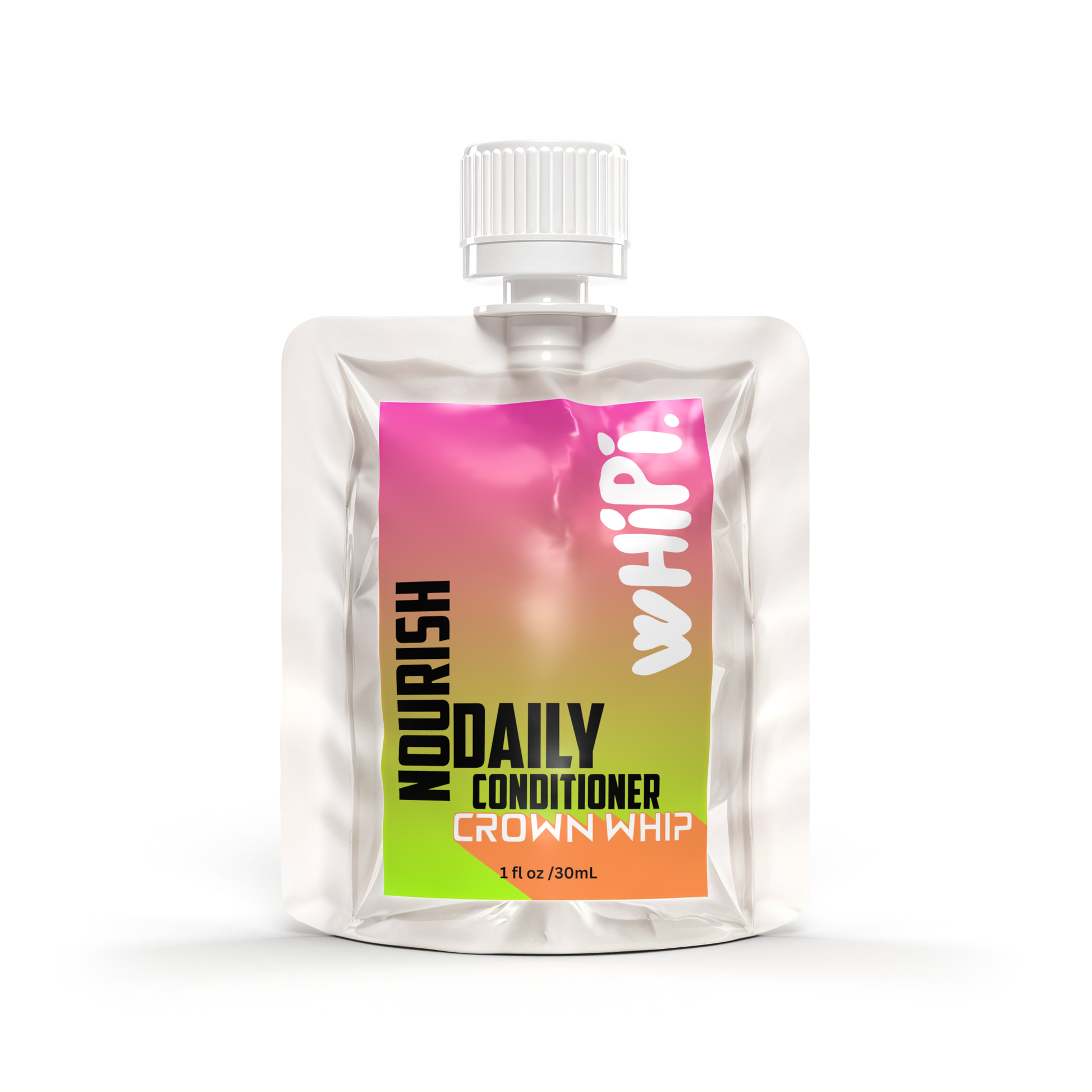 Nourish – Crown Whip Daily Conditioner pouch, rich and creamy, formulated to smooth and hydrate, ideal for daily hair care routine.