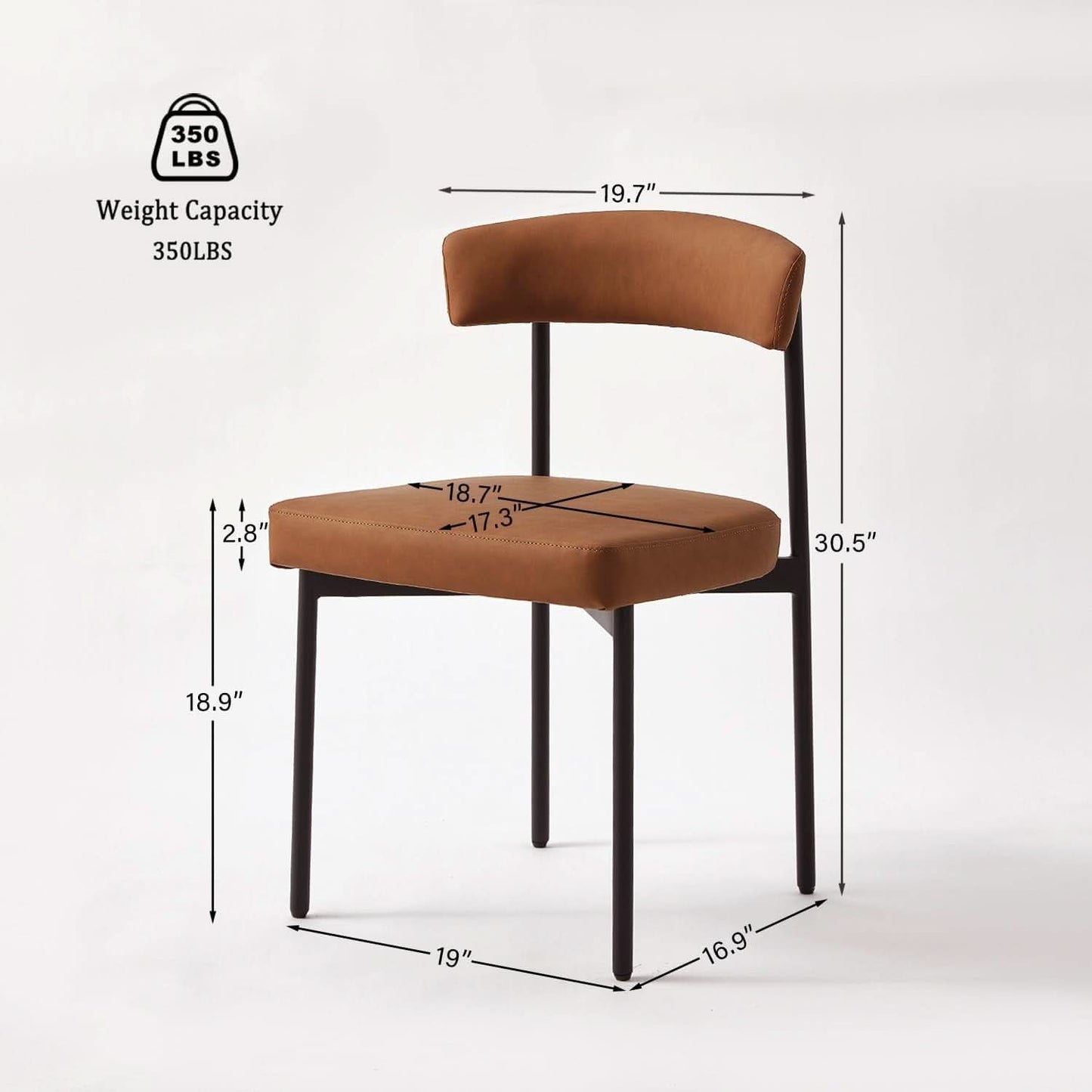 Brown Faux Leather Armless Upholstered Dining Chairs