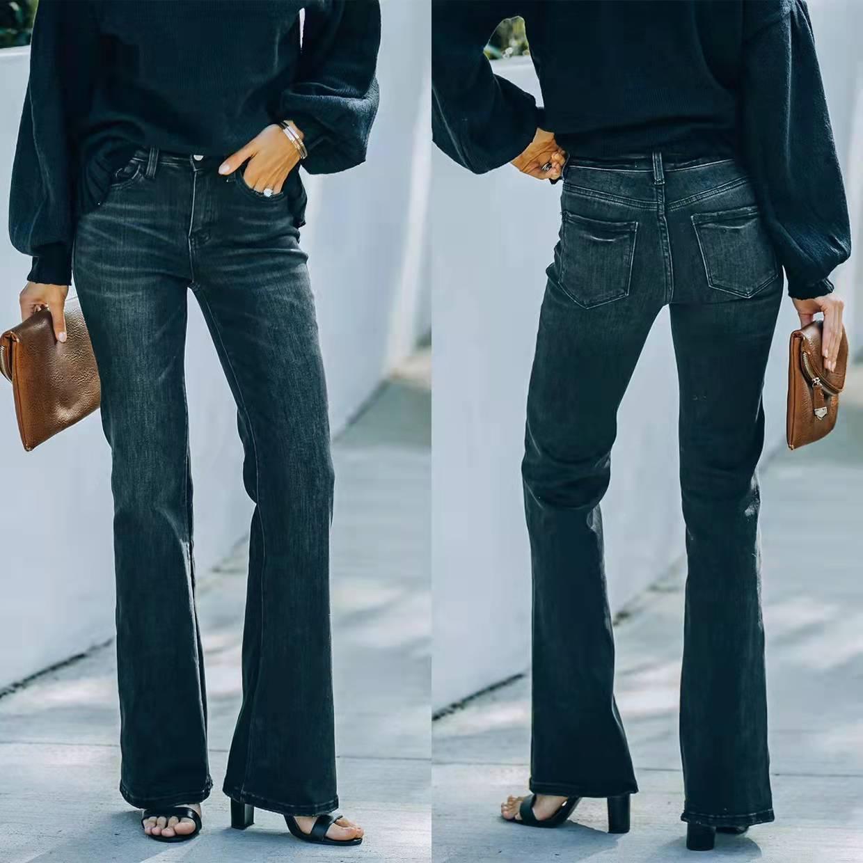 High Waist Black Pencil Jeans – Perfect Fit for Cowgirls front and back view showcasing sleek style and comfort.