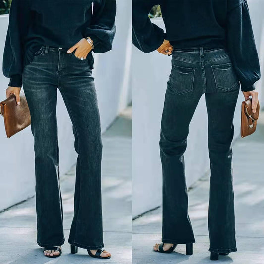 High Waist Black Pencil Jeans – Perfect Fit for Cowgirls front and back view showcasing sleek style and comfort.