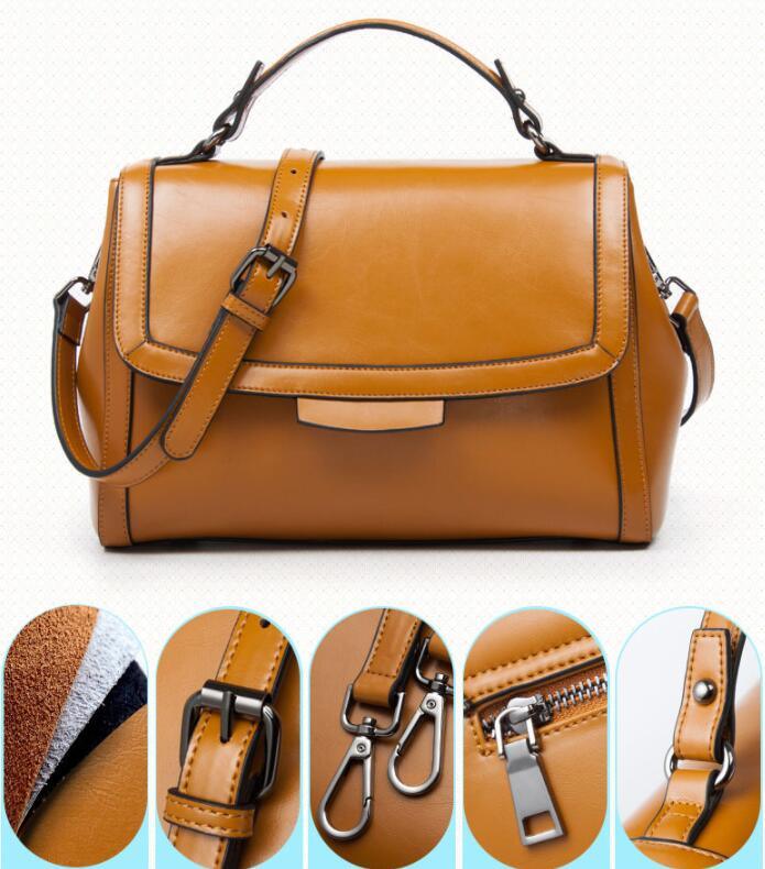 Luxury Genuine Leather Fashion Handbag for Cowgirls - Premium Black & Retro Brown, detailed view of buckle and strap design