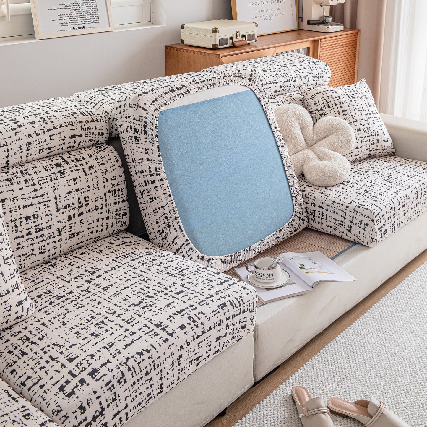 Luxury sofa with Stretch Individual Cushion Slipcovers, Furniture Protector with Elastic Bottom, Couch Cover Replacement