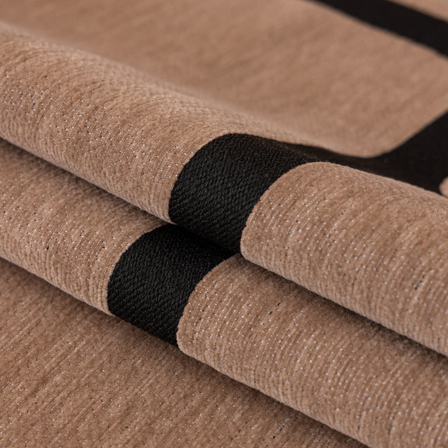 Modern Geometric Sofa Cover Decorative Couch Throw Blanket Furniture Protector with brown and black chenille fabric close-up